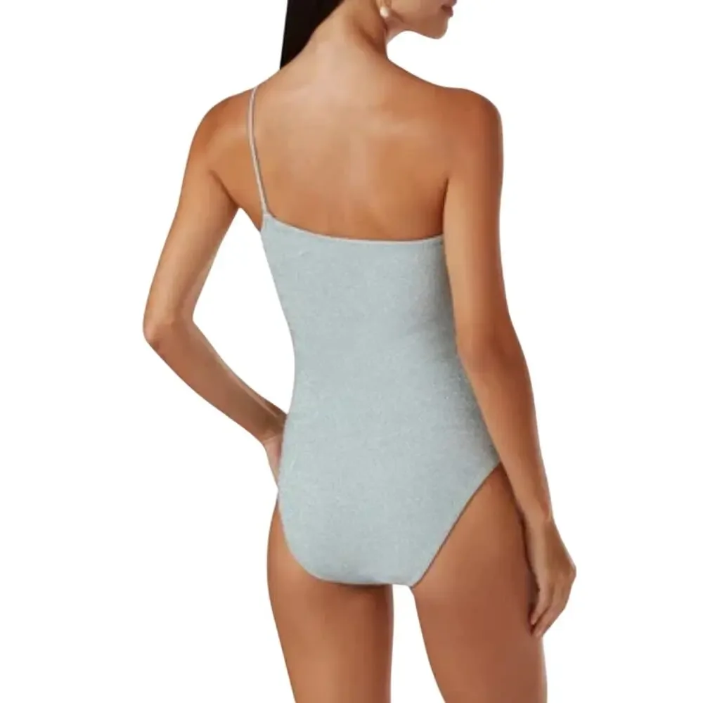 Good American 90's Hot Shoulder One Piece, Silver, Size Medium, NWT
